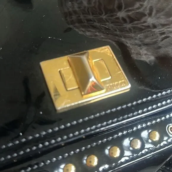 Emilio Pucci Black Patent Leather Vintage Crossbody Bag